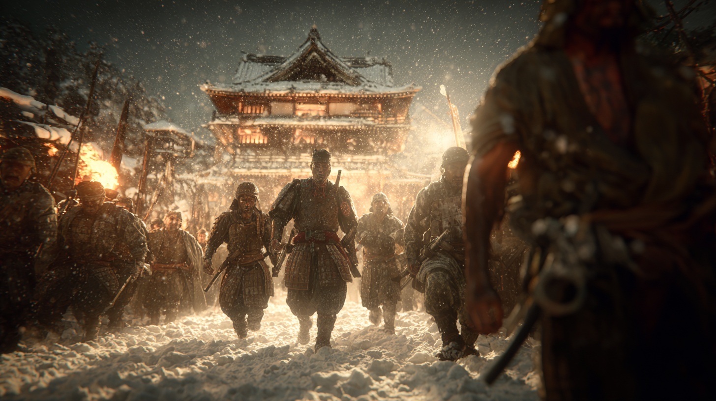 The 47 Ronin marching through snow